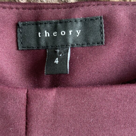Theory Mulberry Side Zip Flat Front Stretch Cotton Ankle Pants Size 4 - Picture 6 of 8
